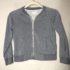 Crewcuts silver metallic sparkle zipper front cardigan girls size 8
